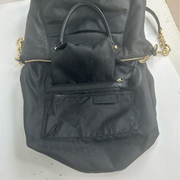 Michael Kors Fulton Large Satchel CrossBody Pebbled Black Leather Bag Purse Chic - Picture 11 of 16